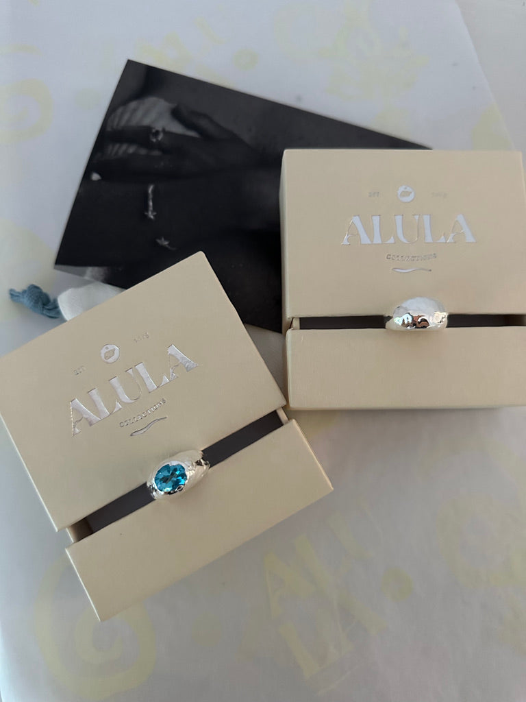 4 carat topaz statement ring by Alula Collections Jewellery and Sterling Silver Dome Ring.
